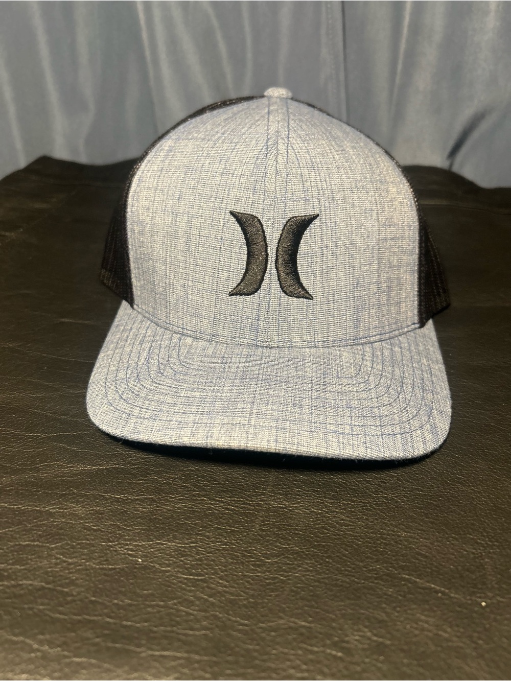 Hurley Heather blue Front Black Mesh Trucker Hat